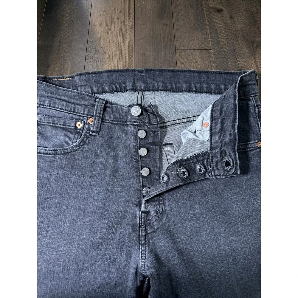 Levis 501 Original Fit Mens Gray Black Straight Leg Button Fly Jeans W33 L30